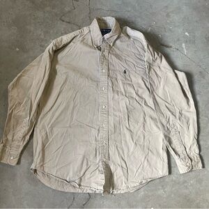 Ralph Lauren Polo Button Up‎ long Sleeve Men Shirt 100% Blake cotton Size Medium